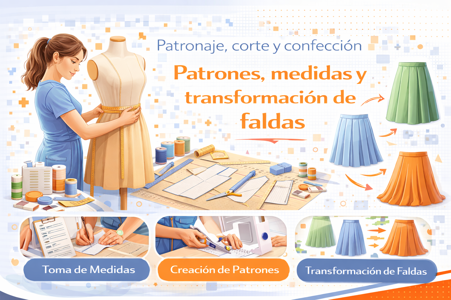Patrones, medidas y transformación de faldas