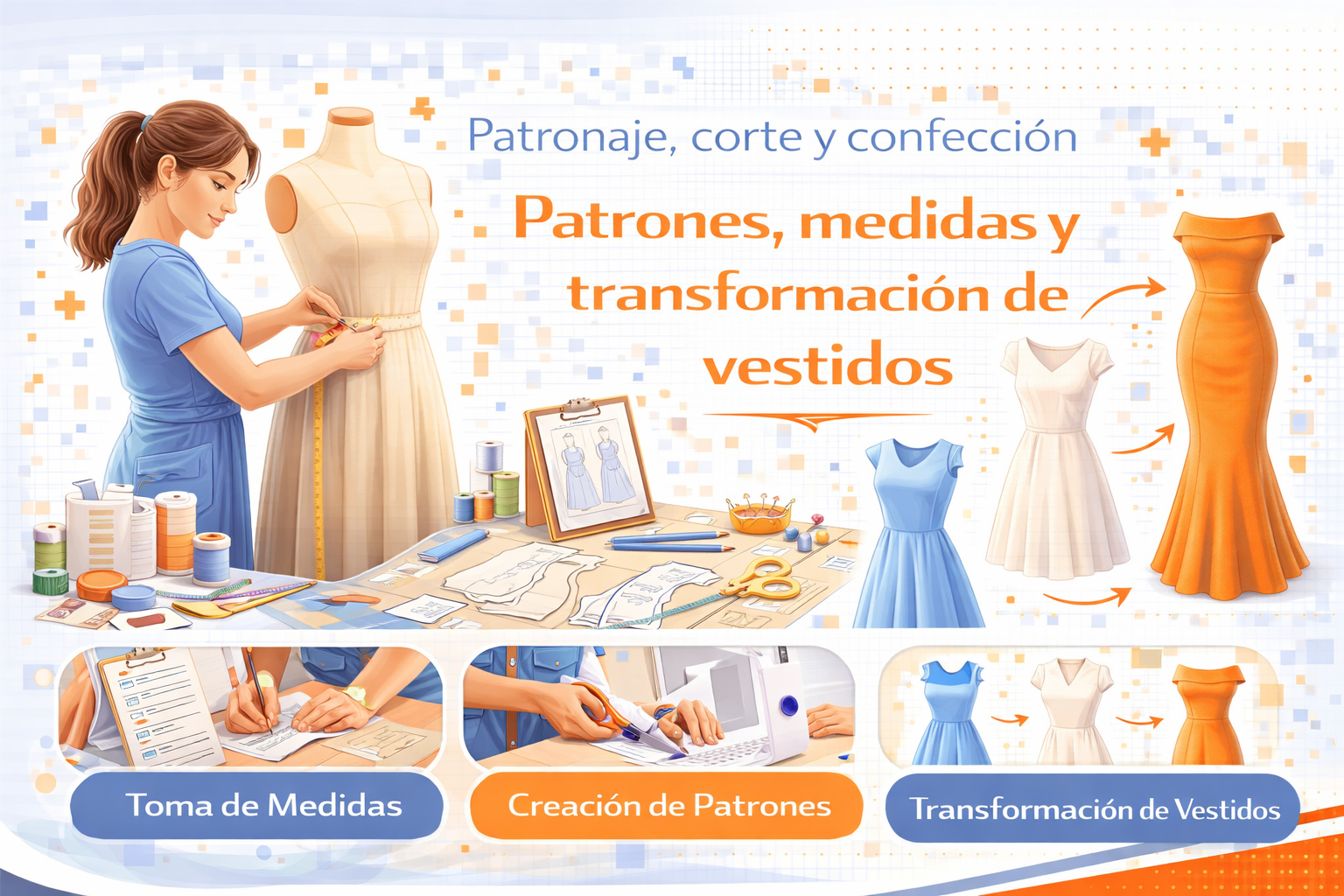 Patrones, medidas y transformación de vestidos